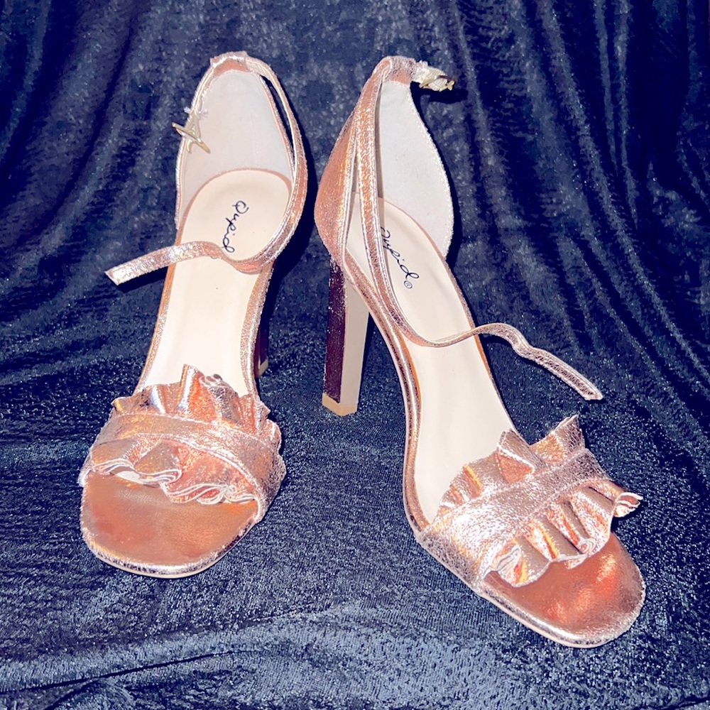 Qupid Rose Gold Ruffle Heel